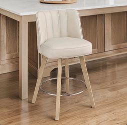 Set of 2 Ivory 26” swivel faux leather barstools