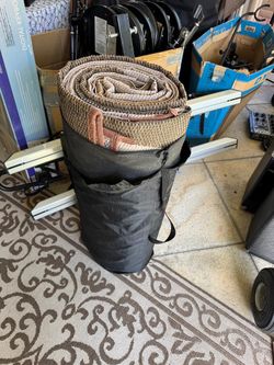 LARGE OUTDOOR REVERSIBLE RV CAMPING MAT WITH STAKES AND STORAGE BAG