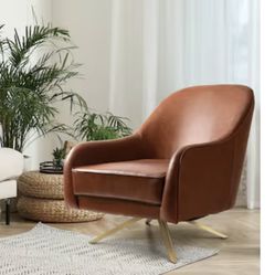 Leather Accent Chair Casual Brown Faux Leather 