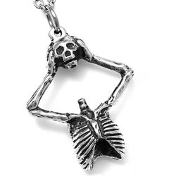 Halloween human skull split in two retro pendant exaggerated creative necklace