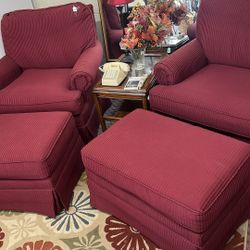 Set Of Occasional Chairs With Matching Ottomans