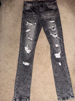 Grey Mens Distressed Jeans Size 30