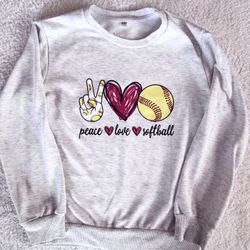 Girls “Peace Love Softball” Sweatshirt Size 11-12Y