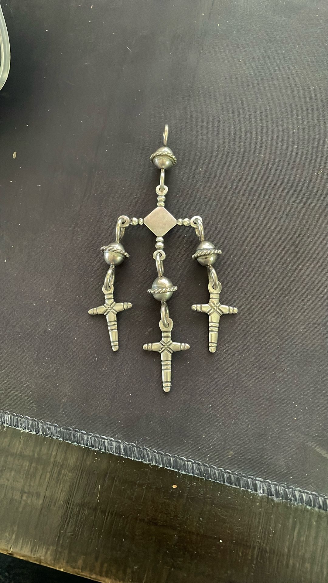 Sterling Silver Cross Pendant, Long