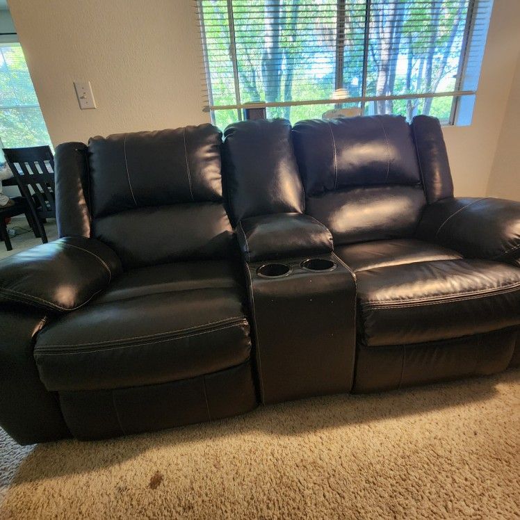 Plush Leather Sofa Set