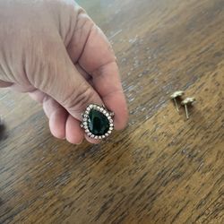 Silver zerkonia ring and earings set