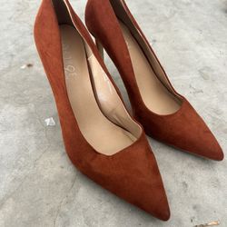 Rouge Women's Burnt Orange Slip On Pointed Toe Stiletto High Heels Size 8