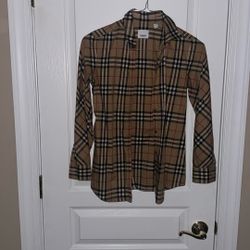 Authentic Burberry Vintage Womens Check Stretch Cotton Twil Shirt 
