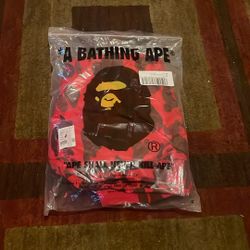 BRAND NEW BAPE HOODIE (RED, MEDIUM)