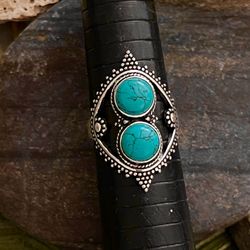 Santa Rosa Turquoise Silver Ring Sz 9