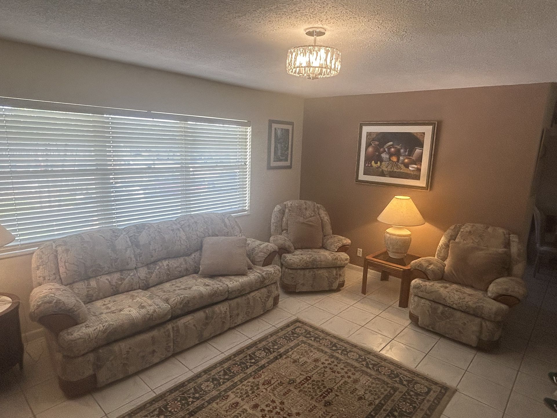 Pullout Couch And 2 Reclining Chairs