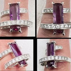 Sterling silver amethyst unique ring 