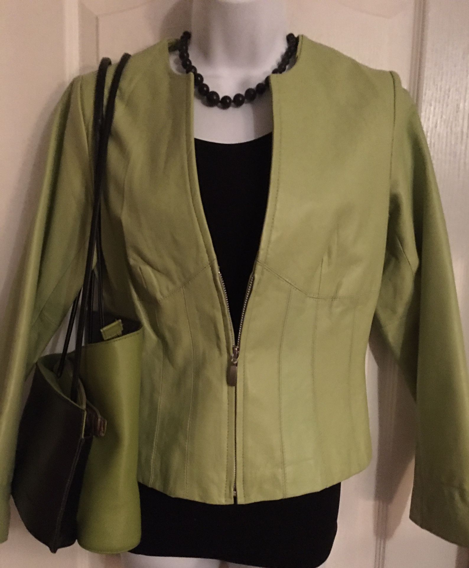 Unique Leather Jacket Matching Handbag 