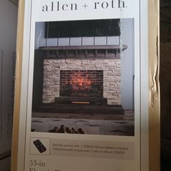 NEW Allen Roth 53" Electric Fireplace Cream Stacked Faux Sandstone