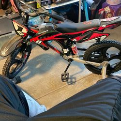 16" Hyper Moto Bike, Training Wheels, Child Bicycle, Ages 5-7 Years, Black/Red