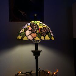 Tiffany Lamp With Butterflies And Flowers 