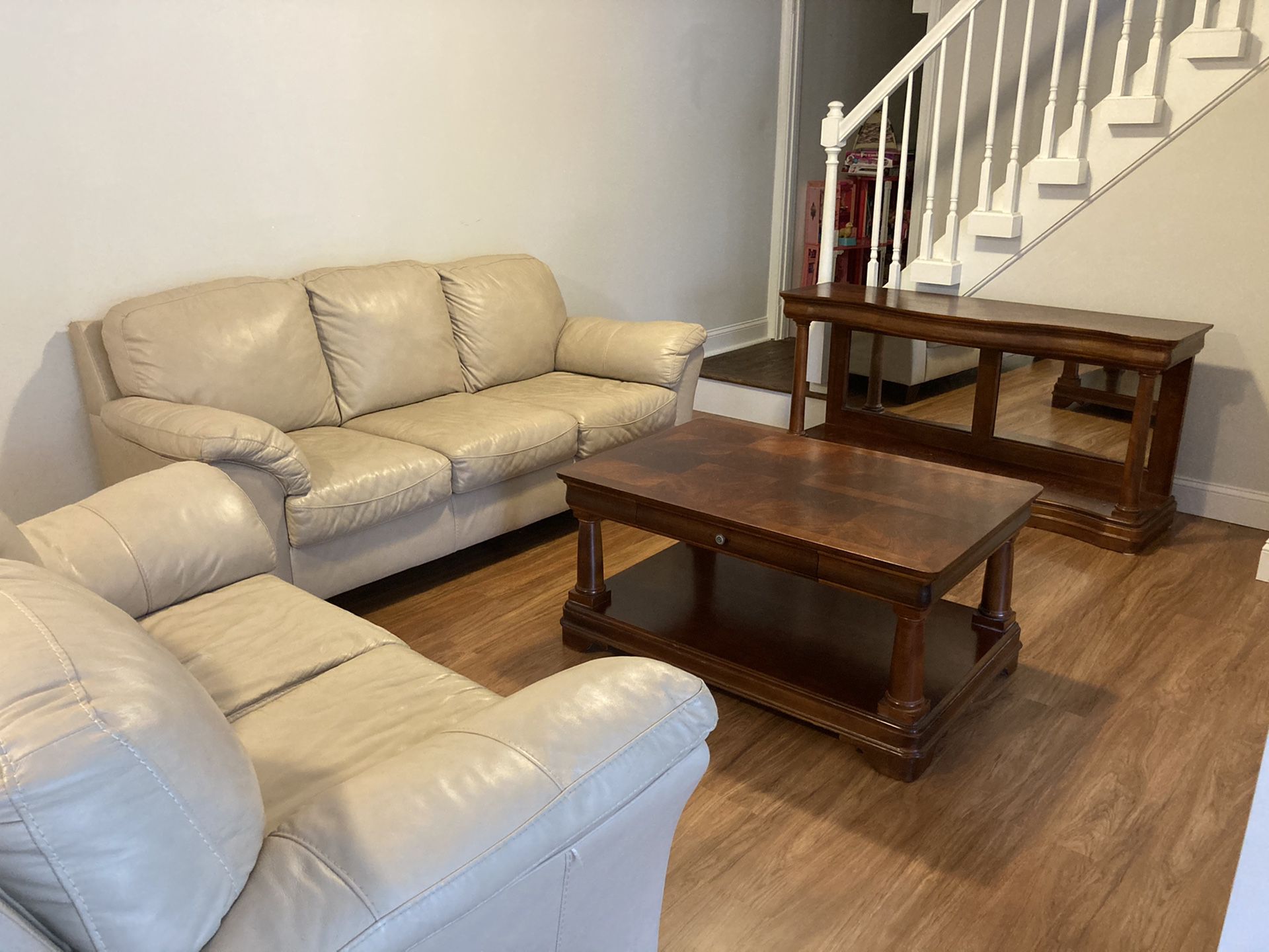 Leaving room set: Ashely Sofa, loveseat, Coffee table, and TV stand
