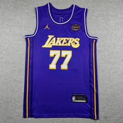 New Stitched Los Angeles Lakers Luka Doncic #77 Purple men’s Jersey