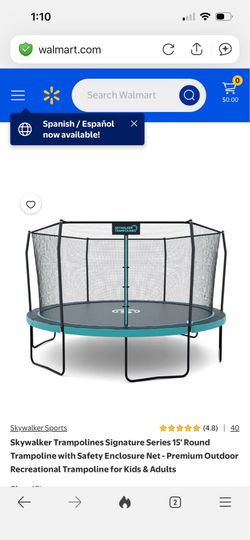 Trampoline with net, 15ft wide diameter