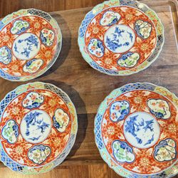 Set Of 4 Imari Vintage Salad Dishes - Japan