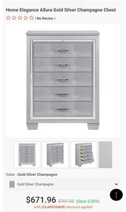 New in box Homelegance Allura Chest 5 drawer only one available