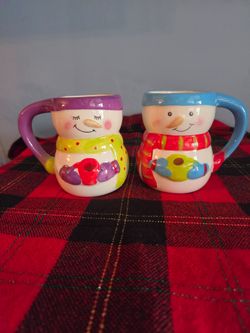 Ceramic Snowman Mugs Set of 2