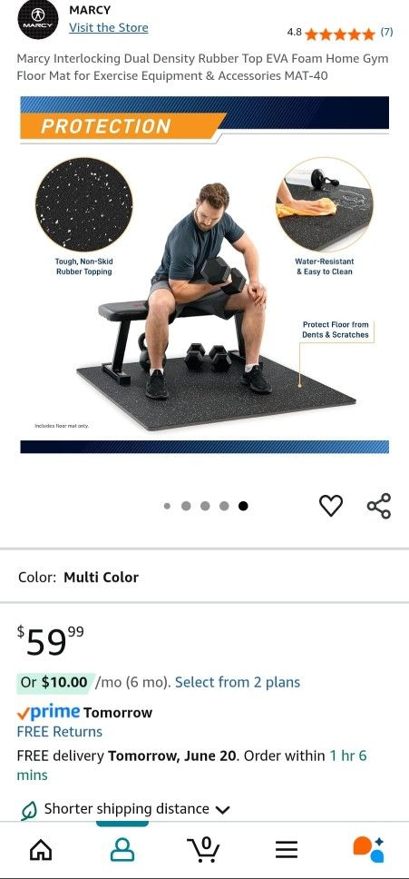 Marcy Dual Density Exercise 3/4" Rubber Workout Mats