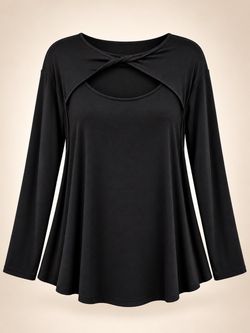 Lane Bryant Top Women’s Plus 22/24 Black Cutout Chest Twist Top NWT