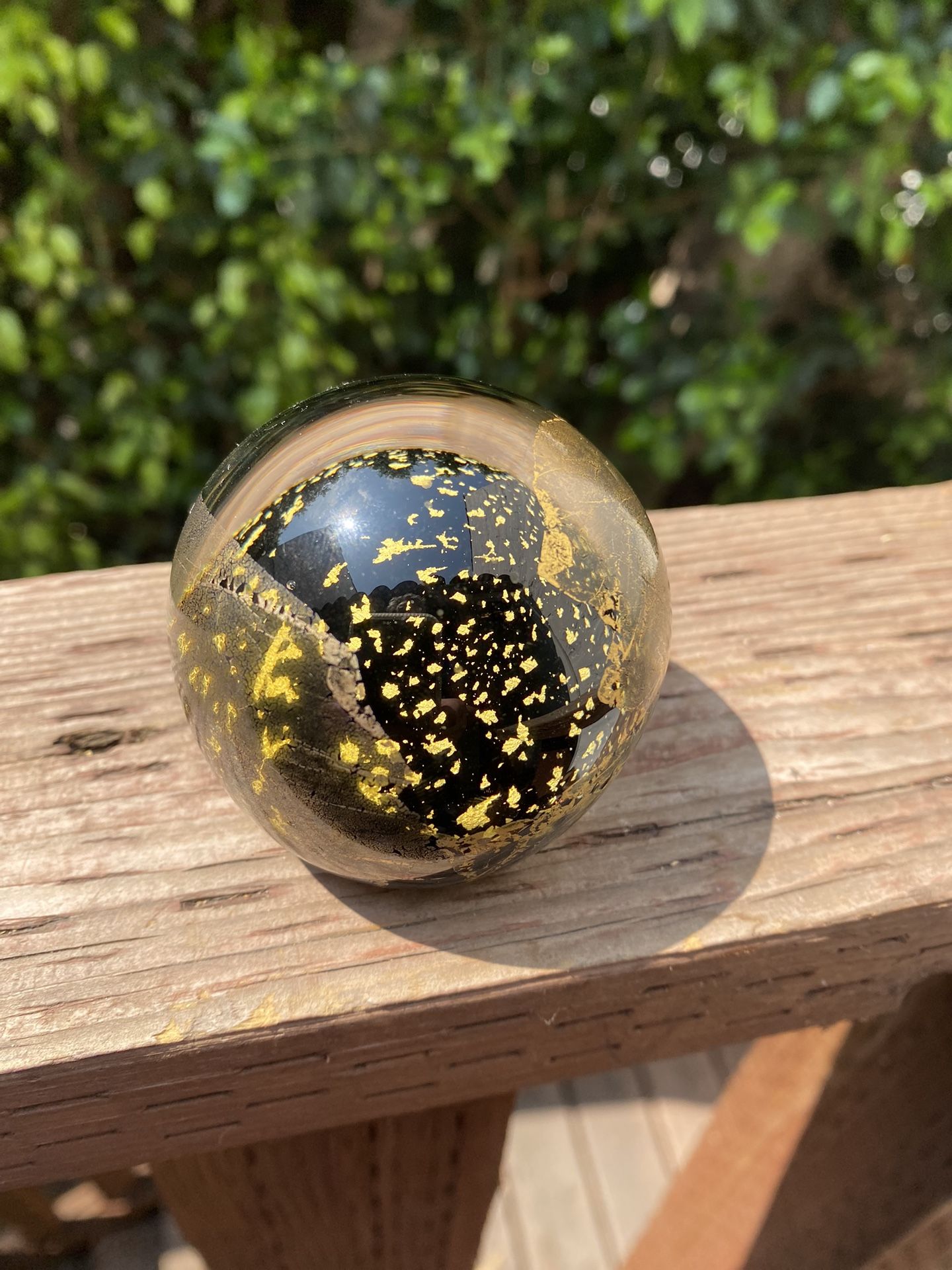 1987 Signed Randy Strong Studio Art Glass Gold Leaf Sommerso Paperweight