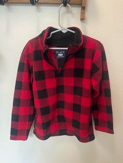 Red and Black Buffalo Plaid Fleece Pullover