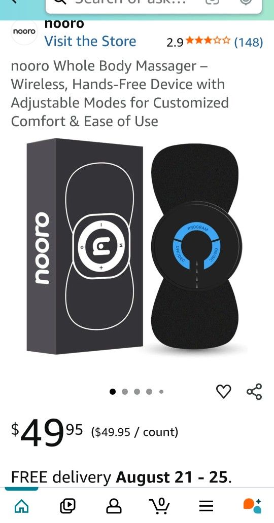 nooro Whole Body Massager – Wireless Hands-Free Device w/ Adjustable Modes 5 Extra Pads. NEW!