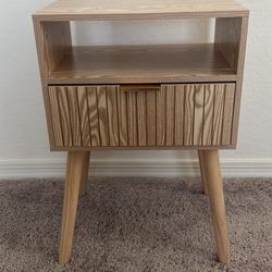 Natural boho mid-century nightstand