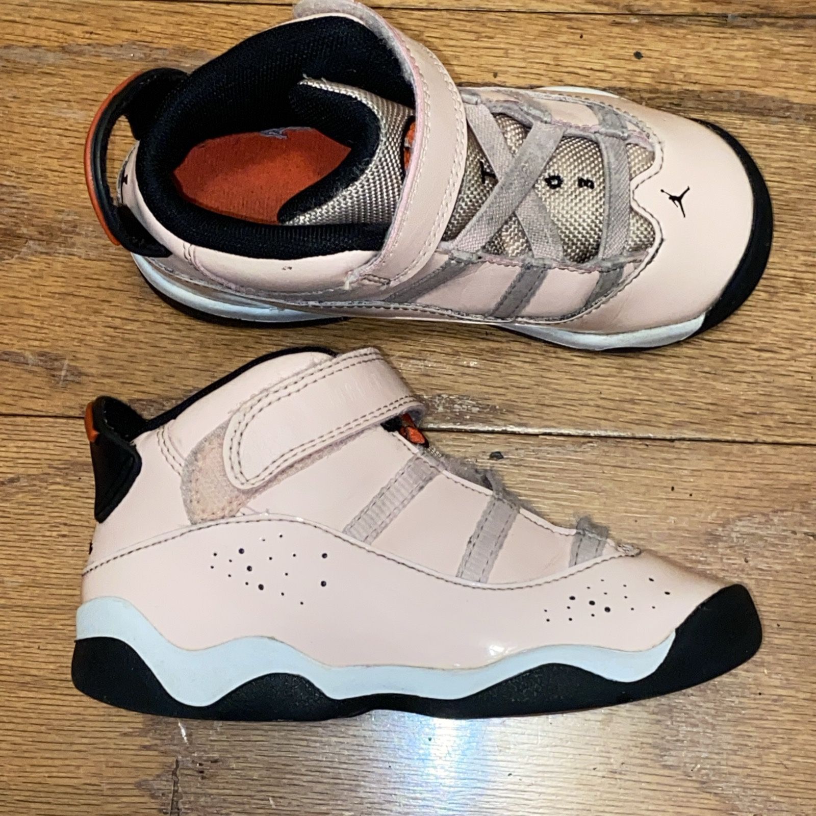 NIKE AIR JORDAN 6 Rings Toddler Sneakers 323420-602 Pink & White Toddler Size 9C