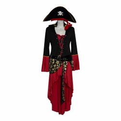 Pirate Adult Women’s Halloween Costume. Size Medium & Large (New) *Dress *Hat *Belt.