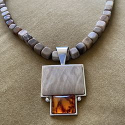 Gemstones!! Jay King Jasper, Agate And Amber Gemstone Necklace In Sterling Silver! New And Amazing For Every Lady 