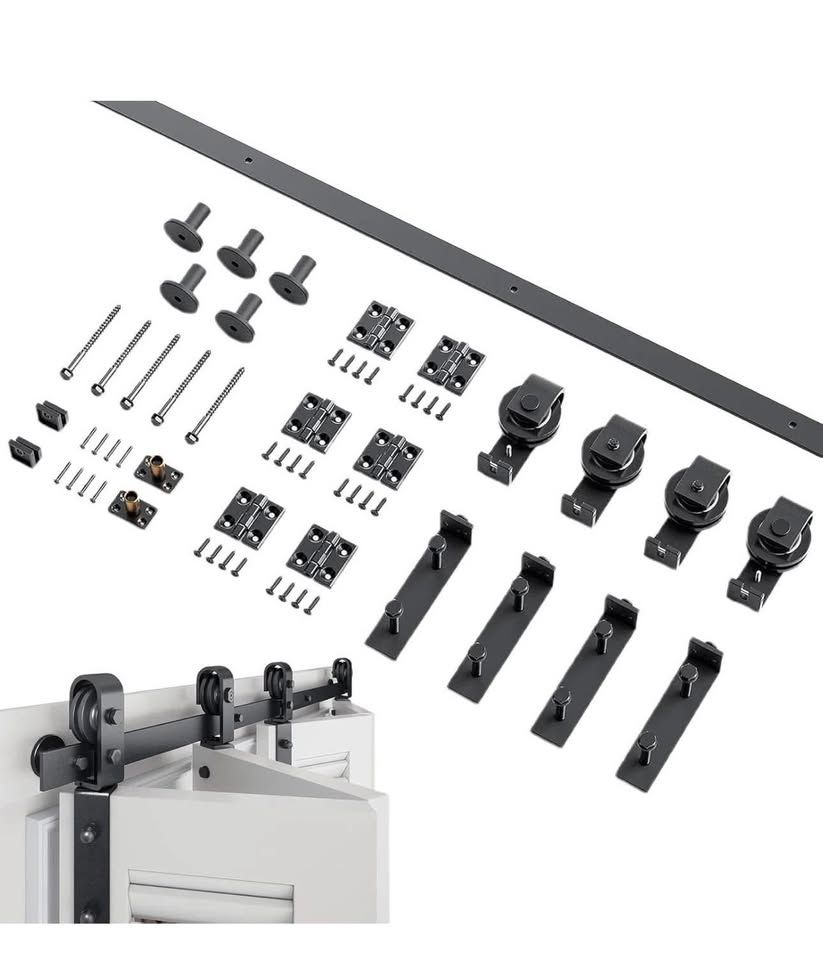 Sliding Barn Door Hardware Kit | 52inch Top Mount Folding Door Track Set,Easy Installation