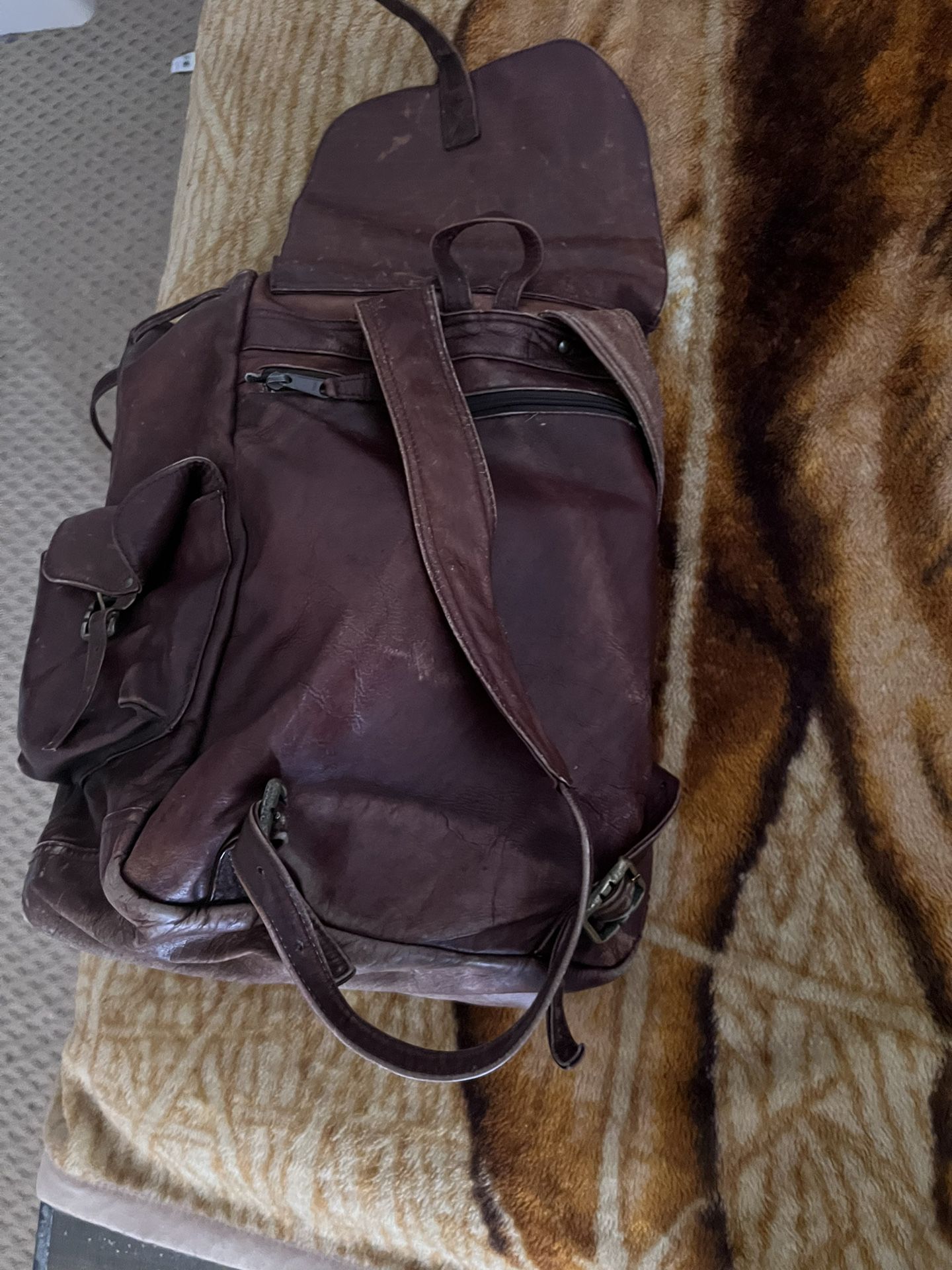 Unisex Leather Travelers Backpack