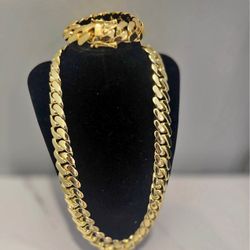 20mm Miami Cuban Link Yellow Gold Plated Chain Necklace 18k & 14k Crab Old School Regular Lock