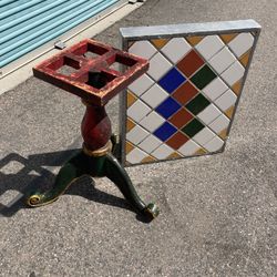 vintage tile top table Spanish Revival California Mission style 