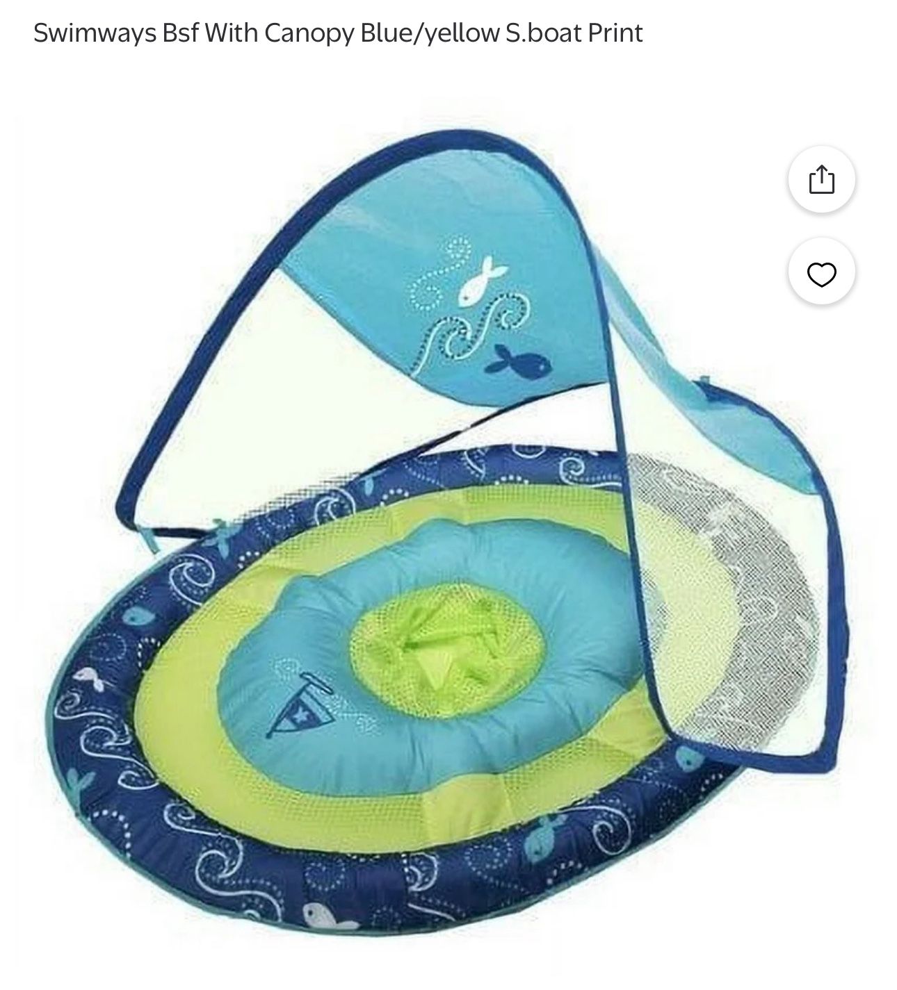 Baby Floats Swimways With Canopy Blue/yellow
