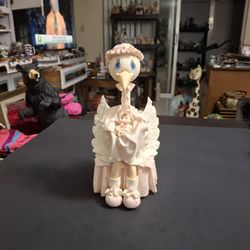 Unique Baby Girl Pink Baby Shower Decor Or Gift - Stork Figurine Presenting A Baby Girl, Handmade From Cold Porcelain 9"H X 4.5"W 