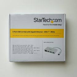 3-Port USB-C StarTech Hub with Gigabit Ethernet - USB-C to 3x USB-A - USB 3.0 Hub - 5Gbps