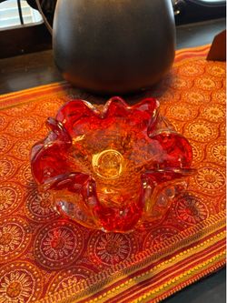 Vintage Murano  hand blown glass ashtray. 60.00.  A natural flaw in middle of bowl.