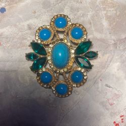 Multicolored Gold Gemstone Pendant/Pin