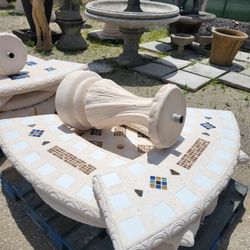 Concrete Mosaic Picnic Table with 3 Benches/ Outdoor Patio Furniture