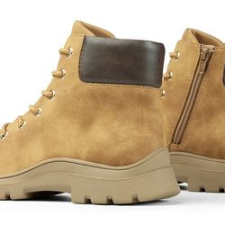 ICHIGO Women’s Fashion Hiking Ankle Booties Round Toe Side Zipper Low Heel Lace-up Work Combat Boots