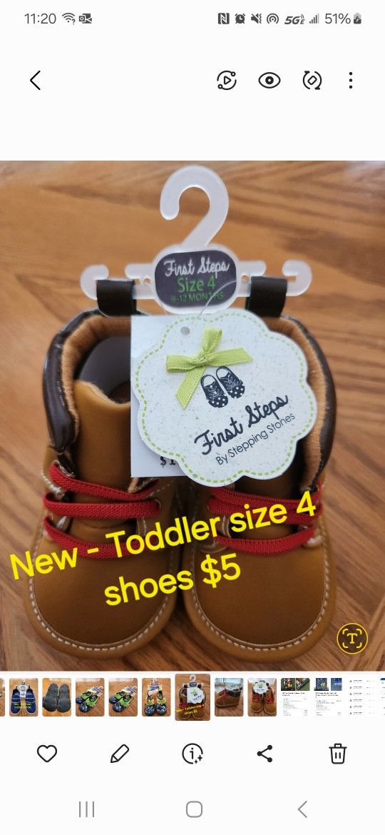 New  - Toddler Size 4 Shoes $5