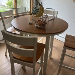 Round/Tall Breakfast/Dining Table And Bar Height Chairs