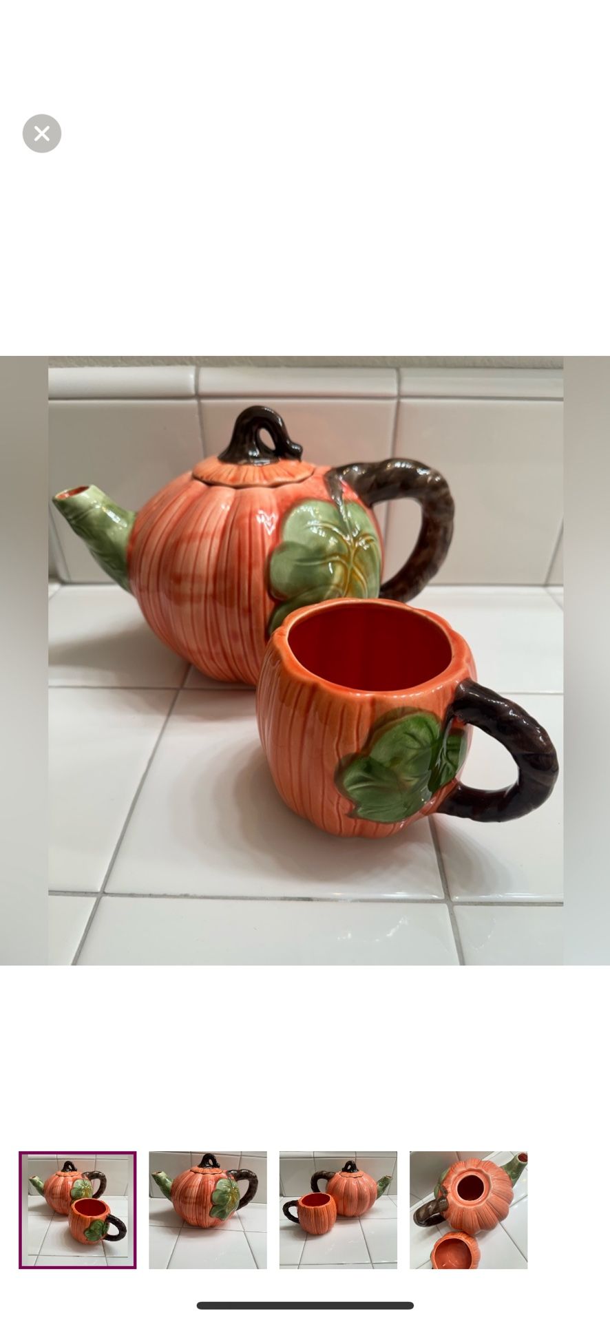 Vintage Pumpkin Teapot Tea Cup Halloween Fall Home Decor