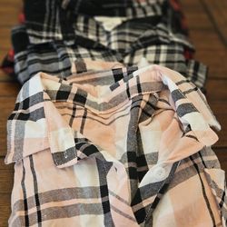 Three Plaid Shirts Long Sleeves Size Extra Large  